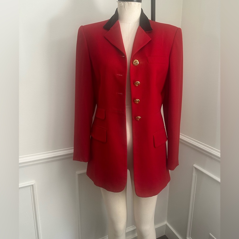 Ralph Lauren Red wool Blazer with Notched Lapel and Tailored Silhouette